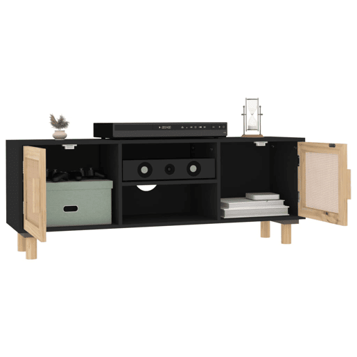 Móvel de TV - Modulo de TV - Armário de TV 105x30x40 cm pinho maciçovime natural preto