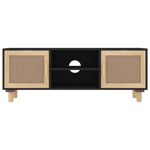 Móvel de TV - Modulo de TV - Armário de TV 105x30x40 cm pinho maciçovime natural preto