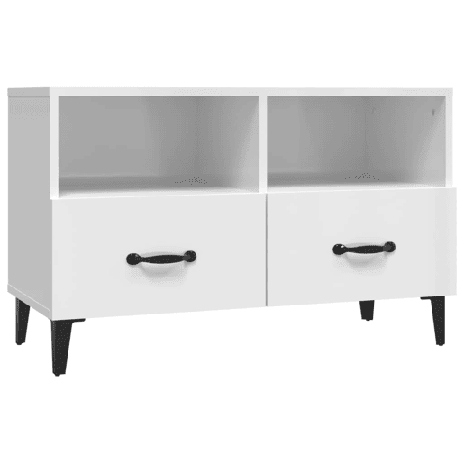 Móvel de TV - Modulo de TV - Armário de TV 80x36x50 cm derivados de madeira branco brilhante