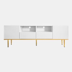 Móvel moderno para televisão - com 2 portas e 2 gavetas - pés metálicos - Branco