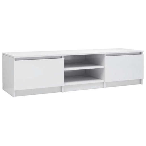 Móvel para TV - Móvel de TV - Armário de TV 140x40x35,5cm derivados madeira branco brilhante