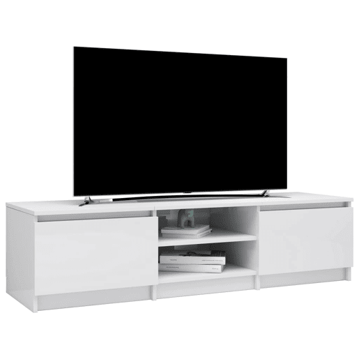 Móvel para TV - Móvel de TV - Armário de TV 140x40x35,5cm derivados madeira branco brilhante