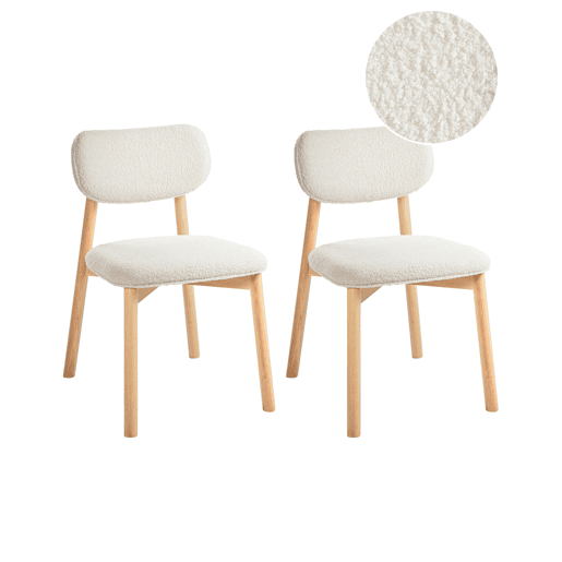 Conjunto de 2 cadeiras de jantar MILLS Bouclé Creme claro