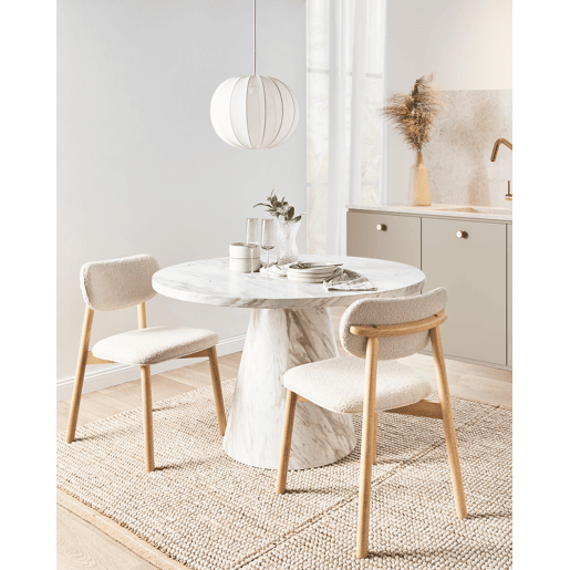 Conjunto de 2 cadeiras de jantar MILLS Bouclé Creme claro