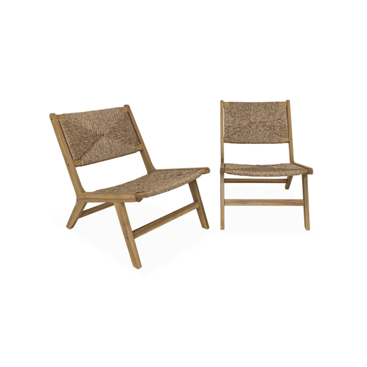 Cadeirão de jardim em madeira e resina, set de 2, Loredo x2, Natural, 55x79x72 cm