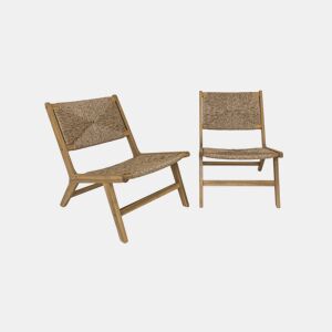 Cadeirão de jardim em madeira e resina, set de 2, Loredo x2, Natural, 55x79x72 cm
