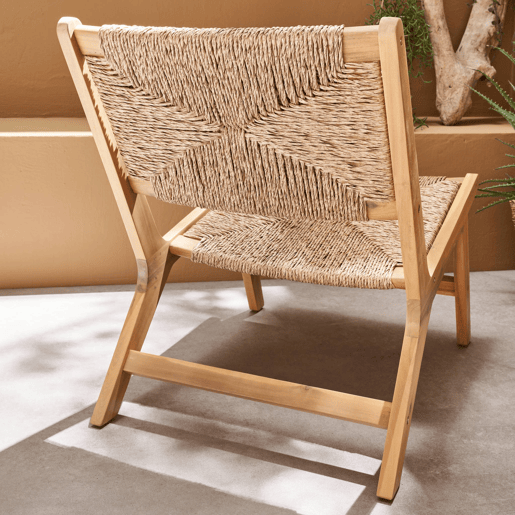 Cadeirão de jardim em madeira e resina, set de 2, Loredo x2, Natural, 55x79x72 cm