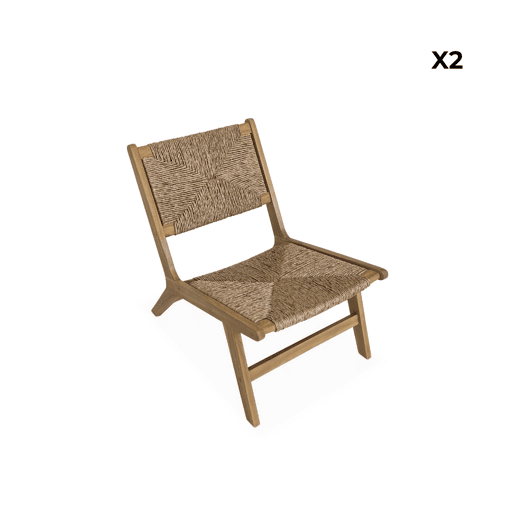 Cadeirão de jardim em madeira e resina, set de 2, Loredo x2, Natural, 55x79x72 cm