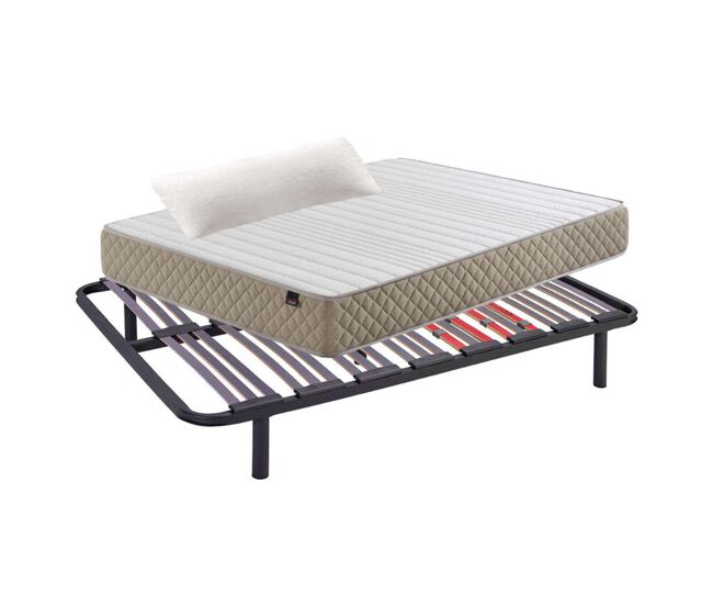 Pack ahorro golden descanso completo 150x190 cm (colchón + somier multiláminas + patas + almohada)