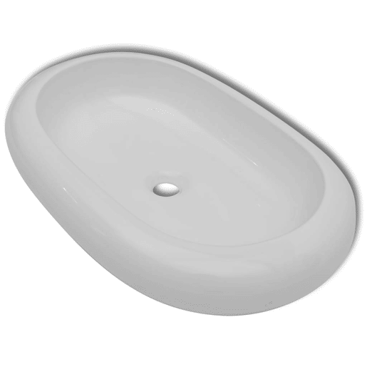 Lavatório - Lavabo - Pia de banheiro cerâmica 63 x 42 cm, forma oval  Branca