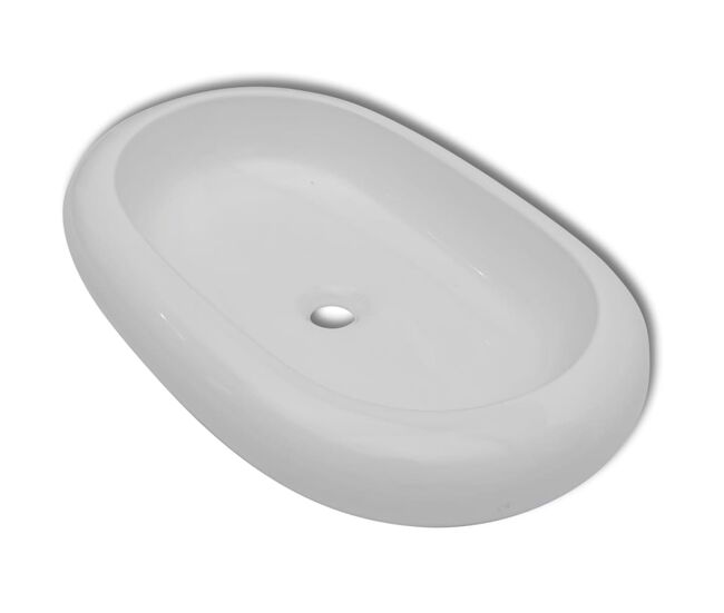 Lavabo - lavamanos ovalado de cerámica blanco 63x42 cm
