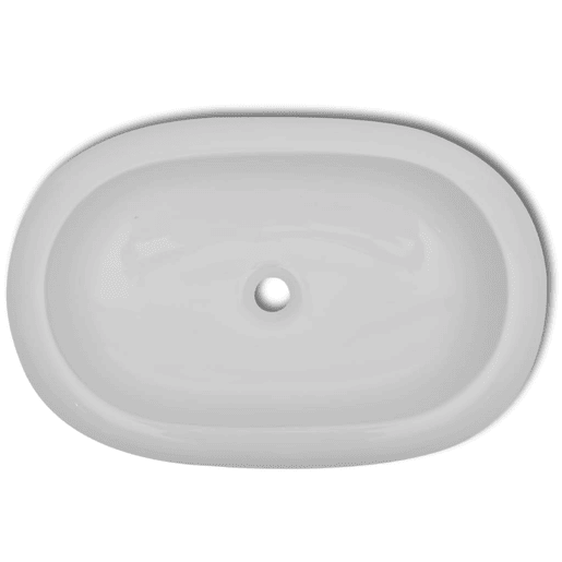 Lavatório - Lavabo - Pia de banheiro cerâmica 63 x 42 cm, forma oval  Branca