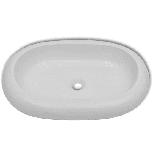 Lavatório - Lavabo - Pia de banheiro cerâmica 63 x 42 cm, forma oval  Branca