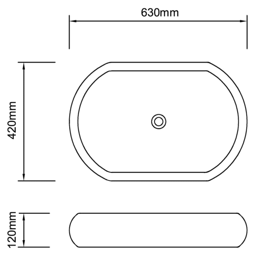 Lavatório - Lavabo - Pia de banheiro cerâmica 63 x 42 cm, forma oval  Branca