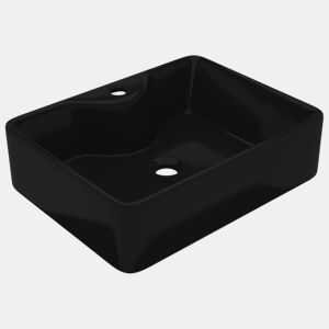 Lavatório - Lavabo - Pia de banheiro cerâmica redondo com furo para torneira, preto, quadrado