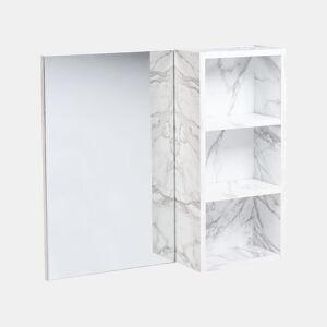 Móvel de casa de banho suspenso com espelho JOINVILLE 60 cm 54 cm Mármore branco