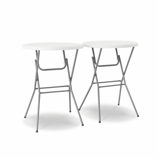 Mesa dobrável, set de 2, Gala x2, Branco, 81x81x110 cm