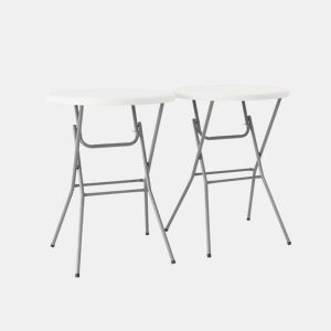 Mesa dobrável, set de 2, Gala x2, Branco, 81x81x110 cm