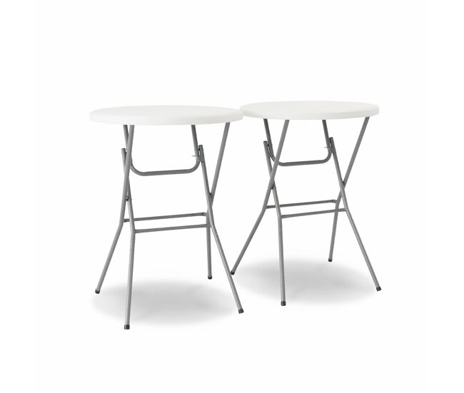 Mesa alta plegable, set de 2 blanco - 81x81x110 cm