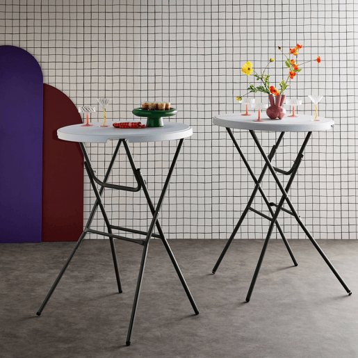 Mesa dobrável, set de 2, Gala x2, Branco, 81x81x110 cm