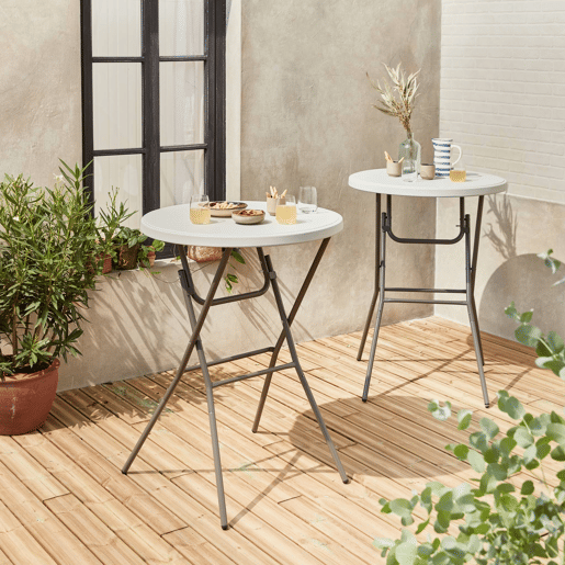 Mesa dobrável, set de 2, Gala x2, Branco, 81x81x110 cm