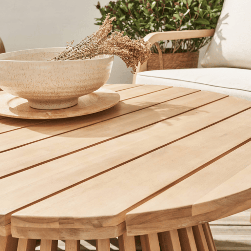 Mesa de centro de jardim em madeira de acácia, 80cm, Oviedo 80cm, Natural, 80x80x40 cm