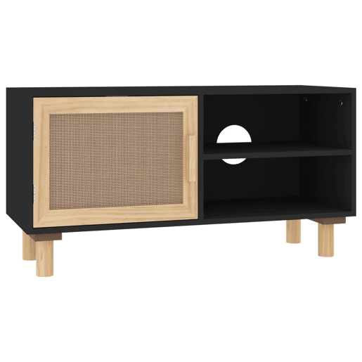 Móvel de TV - Modulo de TV - Armário de TV 80x30x40 cm pinho maciçovime natural preto