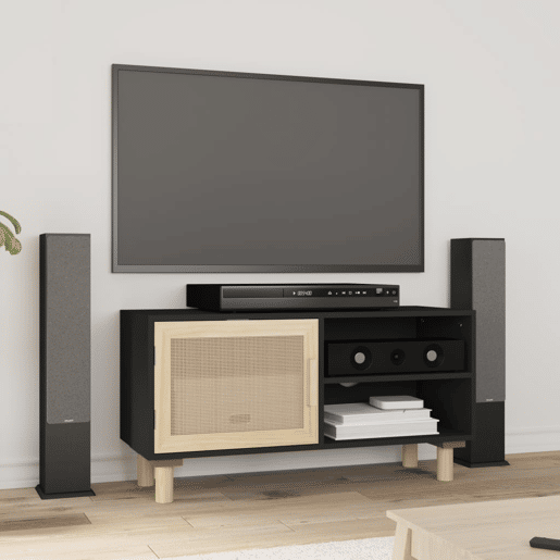 Móvel de TV - Modulo de TV - Armário de TV 80x30x40 cm pinho maciçovime natural preto