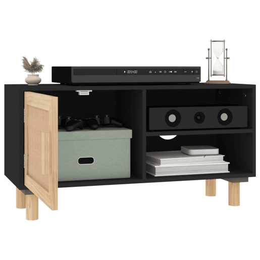 Móvel de TV - Modulo de TV - Armário de TV 80x30x40 cm pinho maciçovime natural preto
