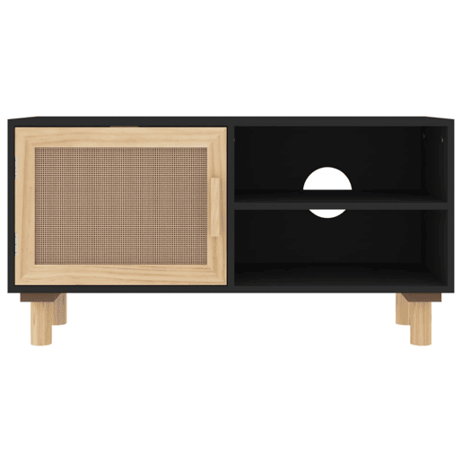 Móvel de TV - Modulo de TV - Armário de TV 80x30x40 cm pinho maciçovime natural preto