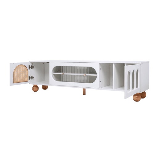 Móvel TV 170cm - 2 portas - 3 zonas abertas em arco - Branco