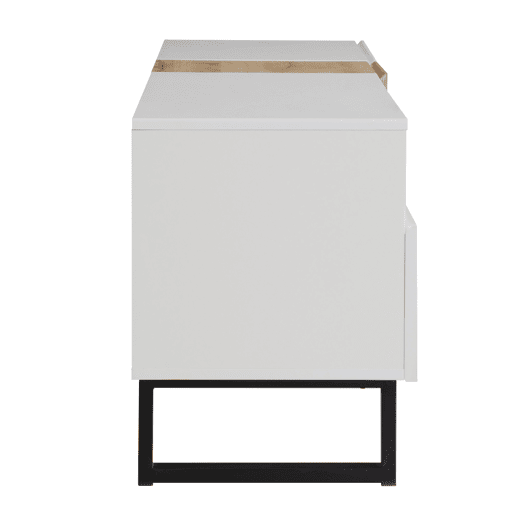 Móvel TV 180 cm - com 2 gavetas e 5 compartimentos - em MDF - Branco e Natural Móvel TV 180 cm - com 2 gavetas e 5 compartimentos - em MDF - Branco e Natural