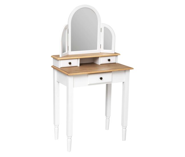 Tocador de dormitorio solen 3 espejos 3c blanco y roble 67 cm
