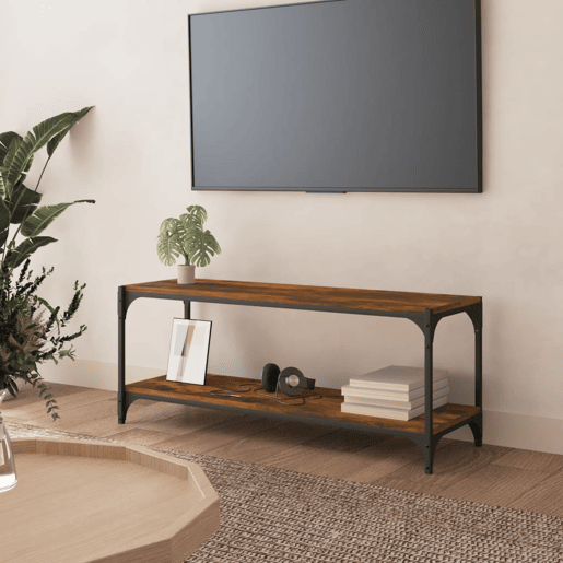 Móvel TV - Modulo de TV - Armário de TV 100x33x41 cm derivados madeiraaço cor carvalho fumado
