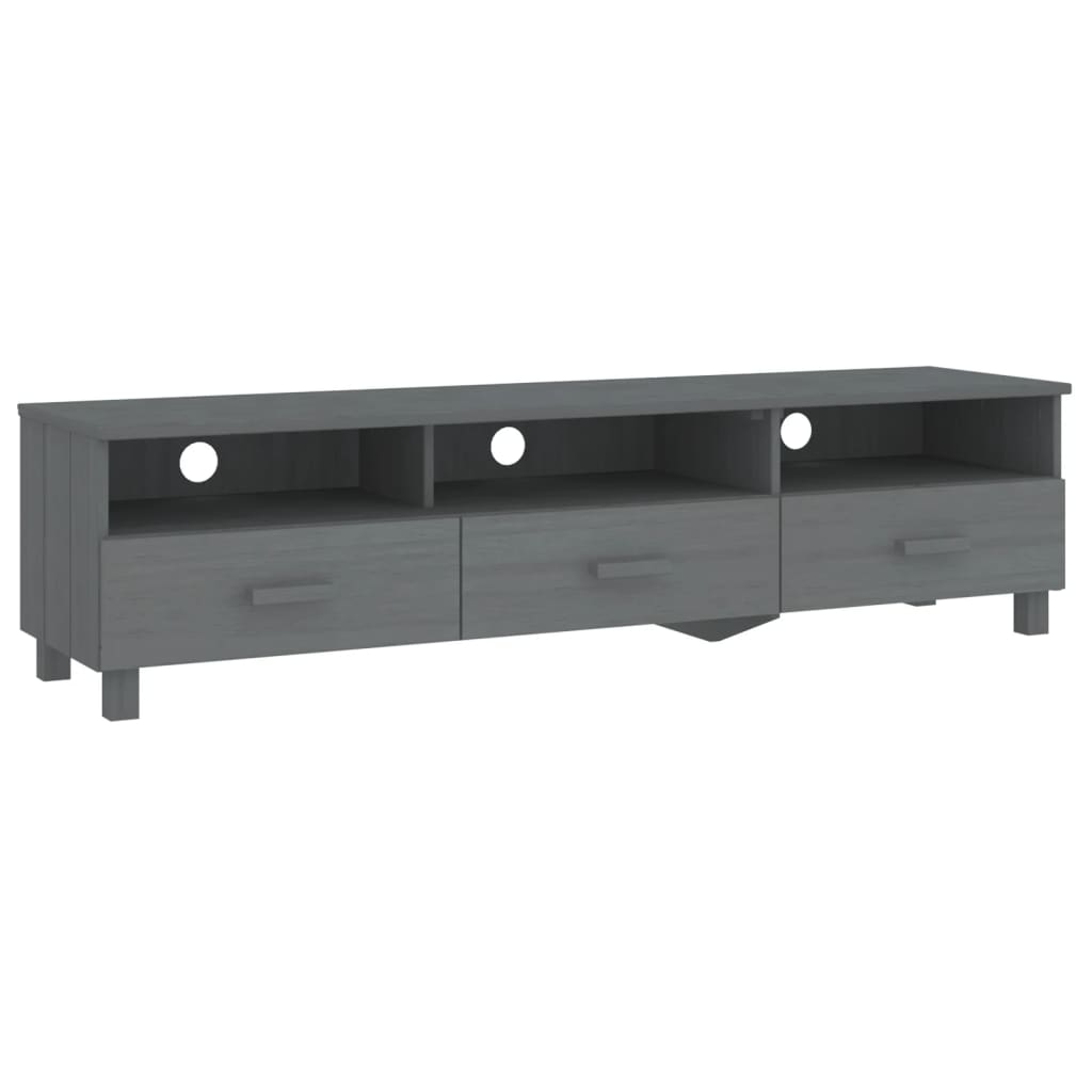 Mueble tv - mesa de tv hamar madera maciza pino gris oscuro 158x40x40 cm