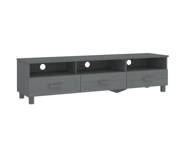 Mueble tv - mesa de tv hamar madera maciza pino gris oscuro 158x40x40 cm