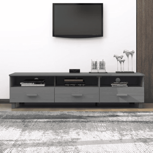 Móvel de TV - Modulo de TV - Armário de TV HAMAR 158x40x40 cm pinho maciço cinza-escuro