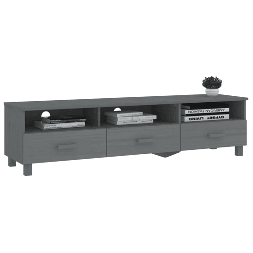 Móvel de TV - Modulo de TV - Armário de TV HAMAR 158x40x40 cm pinho maciço cinza-escuro