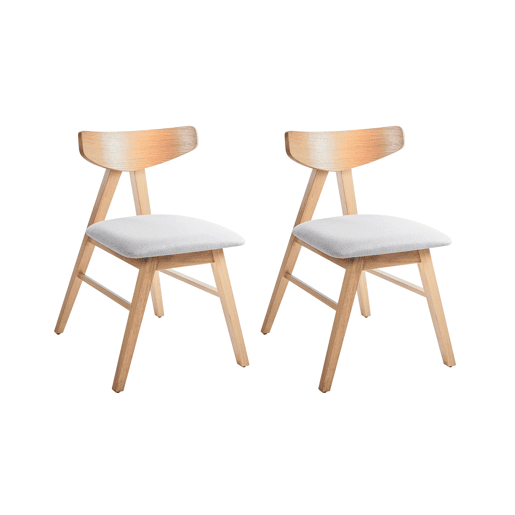 Conjunto de 2 cadeiras de jantar LACOTA Madeira Castanho claroCinzento