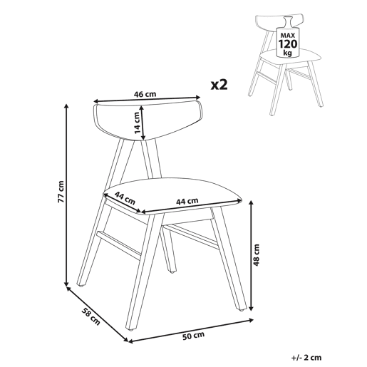 Conjunto de 2 cadeiras de jantar LACOTA Madeira Castanho claroCinzento