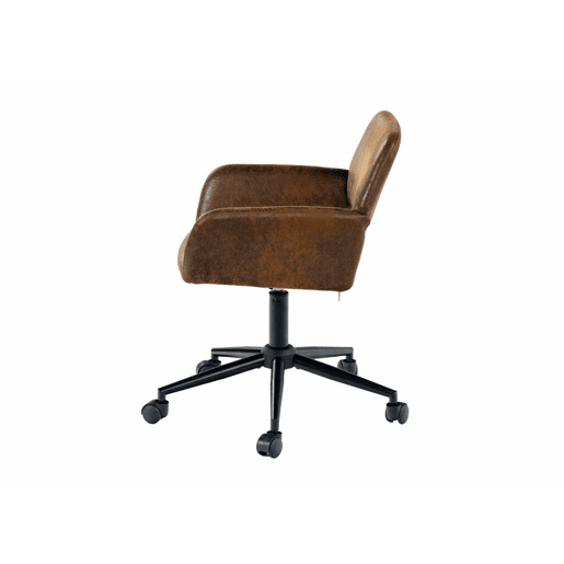 Cadeira de escritório vintage em tecido de camurça, giratória, altura ajustável e 7 rodízios ROSS SUEDE CASTANHO PRETO