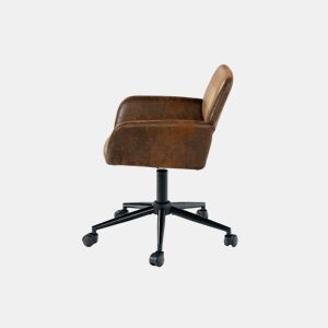 Cadeira de escritório vintage em tecido de camurça, giratória, altura ajustável e 7 rodízios ROSS SUEDE CASTANHO PRETO