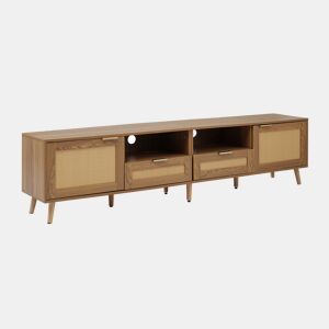 Móvel de TV em rattan entrançado com pernas em madeira maciça 200*37*49cm