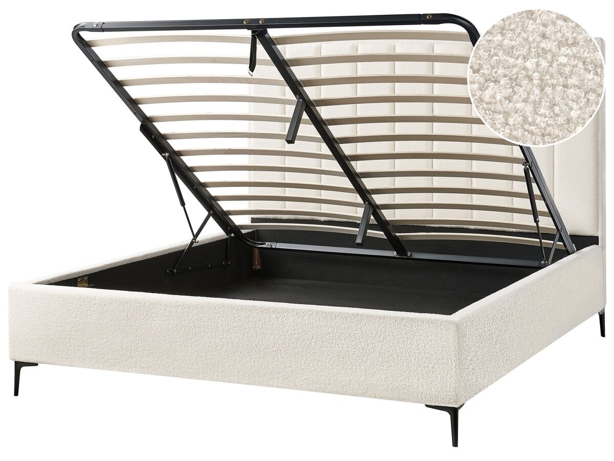 Beliani Cama con almacenaje Bouclé SEZANNE 190x215