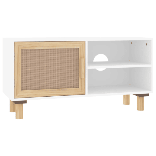 Móvel de TV - Modulo de TV - Armário de TV 80x30x40 cm pinho maciçovime natural branco
