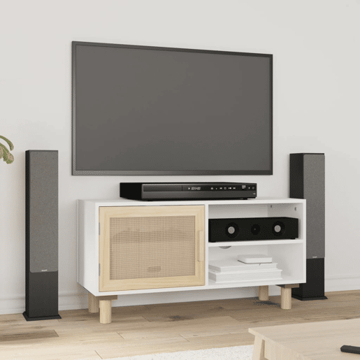 Móvel de TV - Modulo de TV - Armário de TV 80x30x40 cm pinho maciçovime natural branco