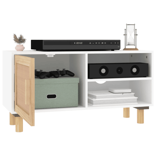 Móvel de TV - Modulo de TV - Armário de TV 80x30x40 cm pinho maciçovime natural branco