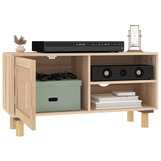 Móvel de TV - Modulo de TV - Armário de TV 80x30x40 cm pinho maciçovime natural castanho