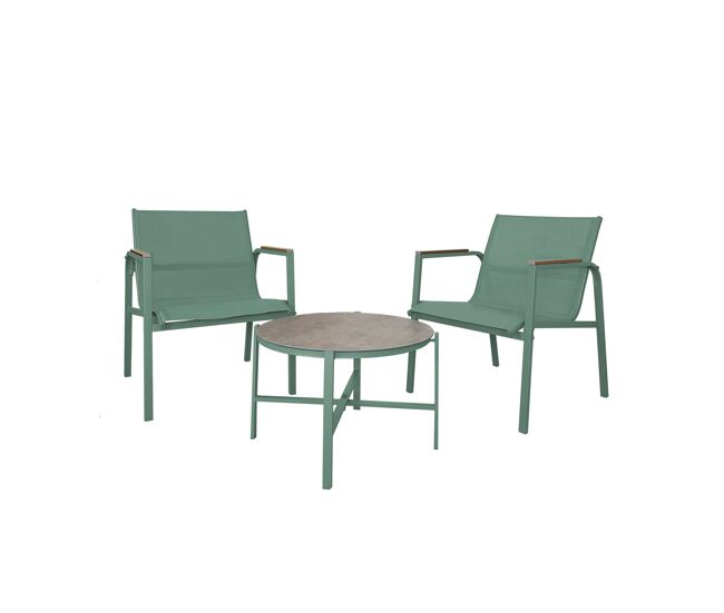 Acomoda textil – conjunto jardín de 2 sillones + mesa de acero resistente, decorativo y ligero. asiento para exterior en patio, balcón y terraza de