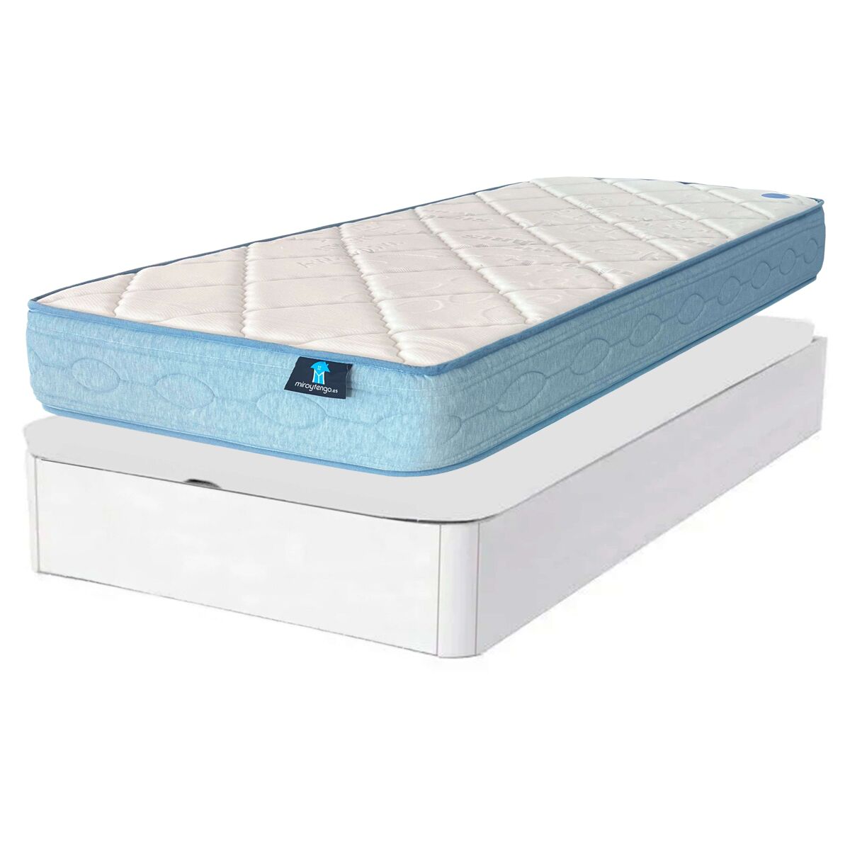 Pack de descanso juvenil con canapé sassy y colchón juvenil en color blanco 90x190 cm